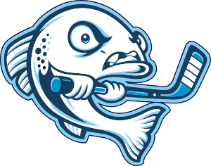 Team logo with an angry fish biting a hockey stick – Toronto Sportswear client
